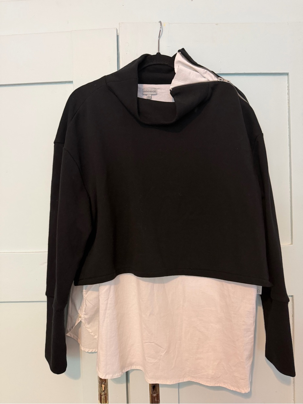 Paraphrase Black sweatshirt with attached white tank, size XL